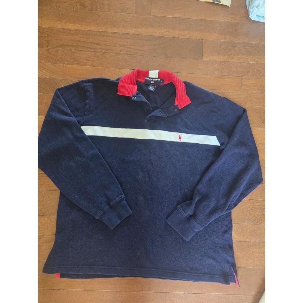 Vintage Polo Sport large polo red white and blue cotton